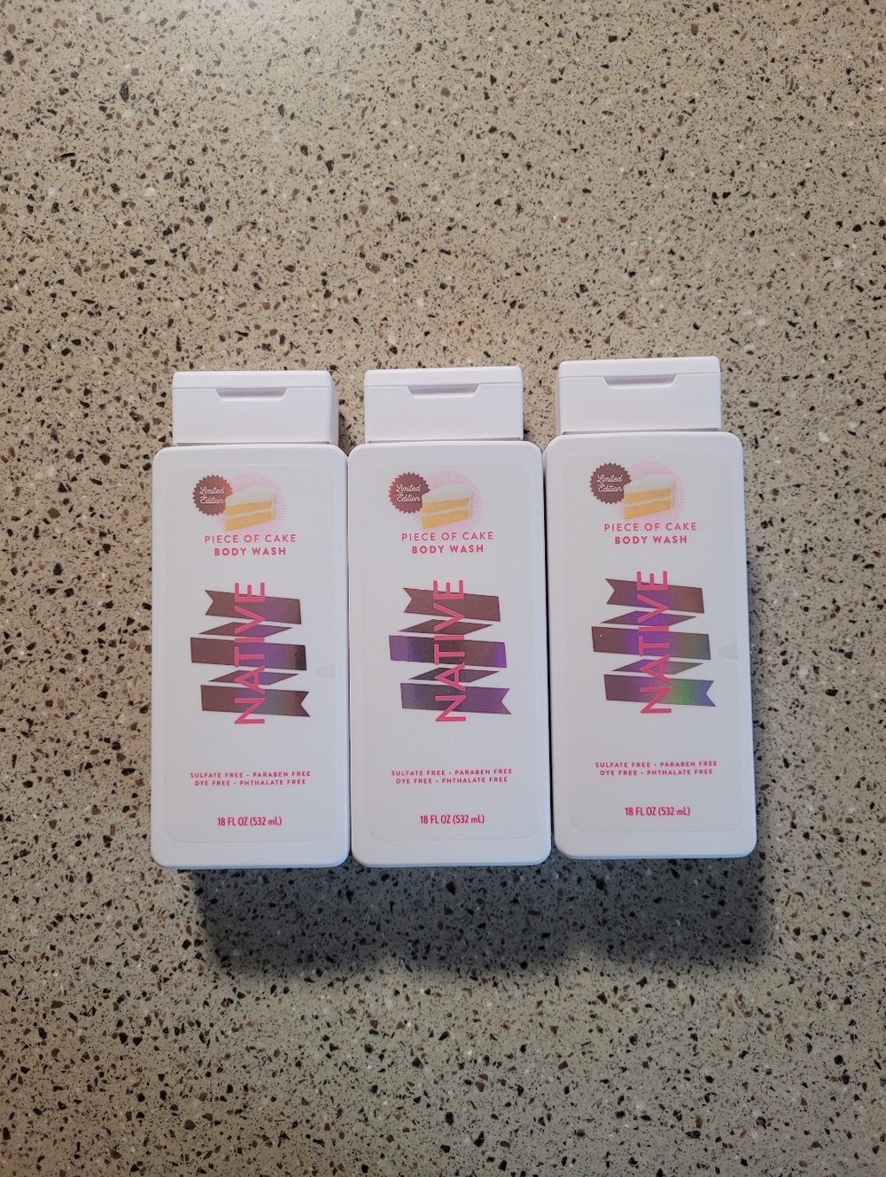 3 Native Limited Edition Piece of Cake Body Wash 18 Fl Oz Each